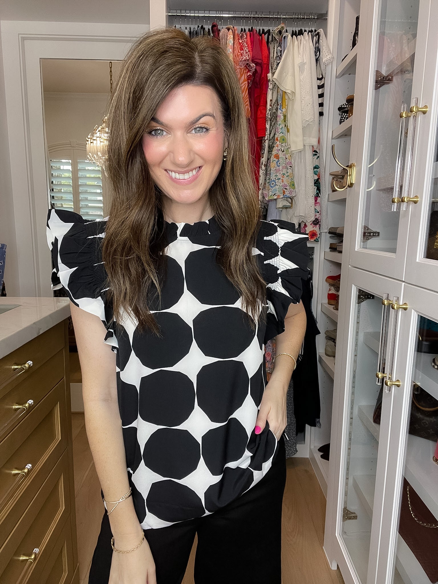 Park Avenue Polka Dot Top in Black
