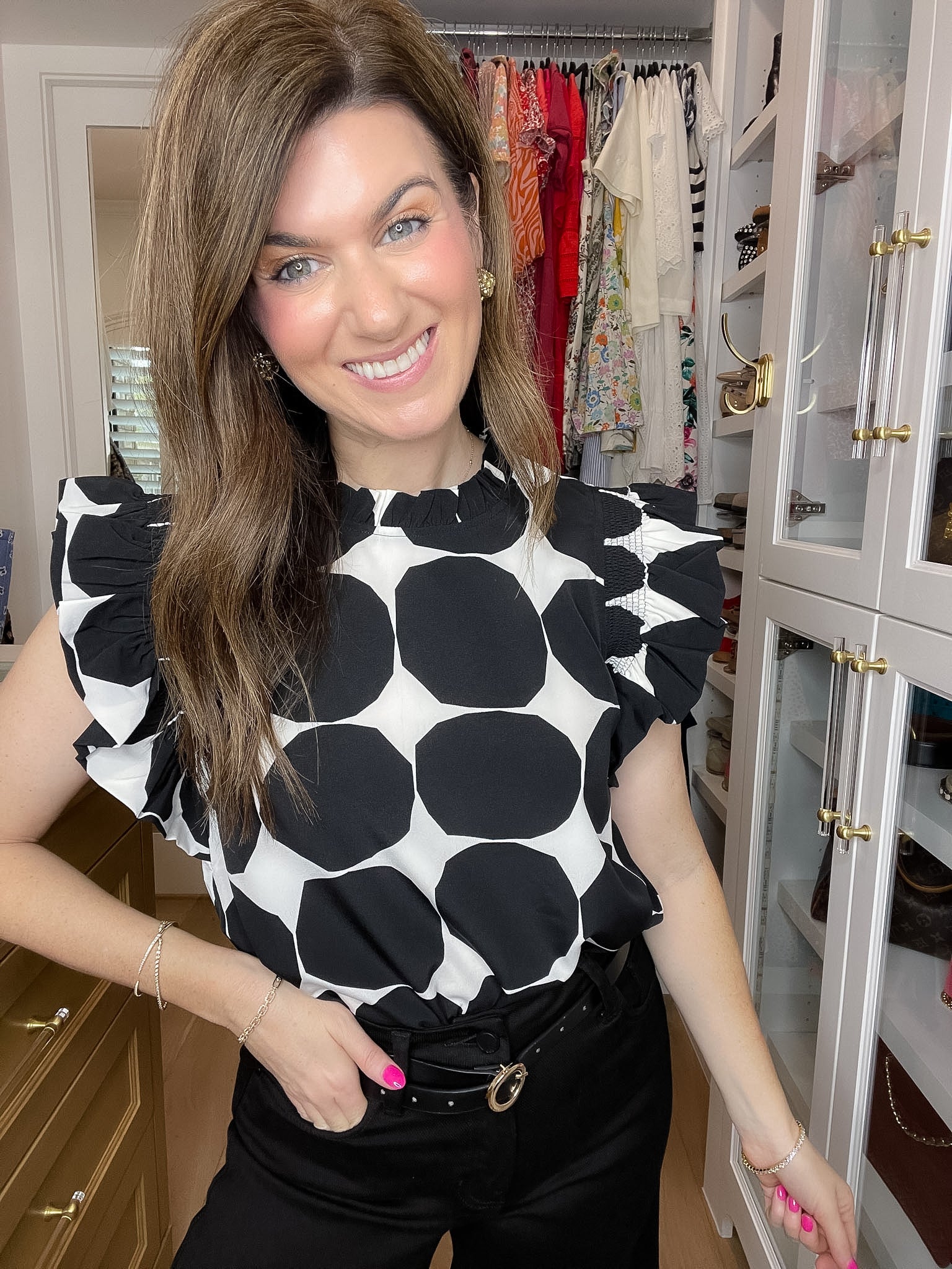 Park Avenue Polka Dot Top in Black