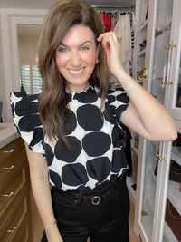Park Avenue Polka Dot Top in Black