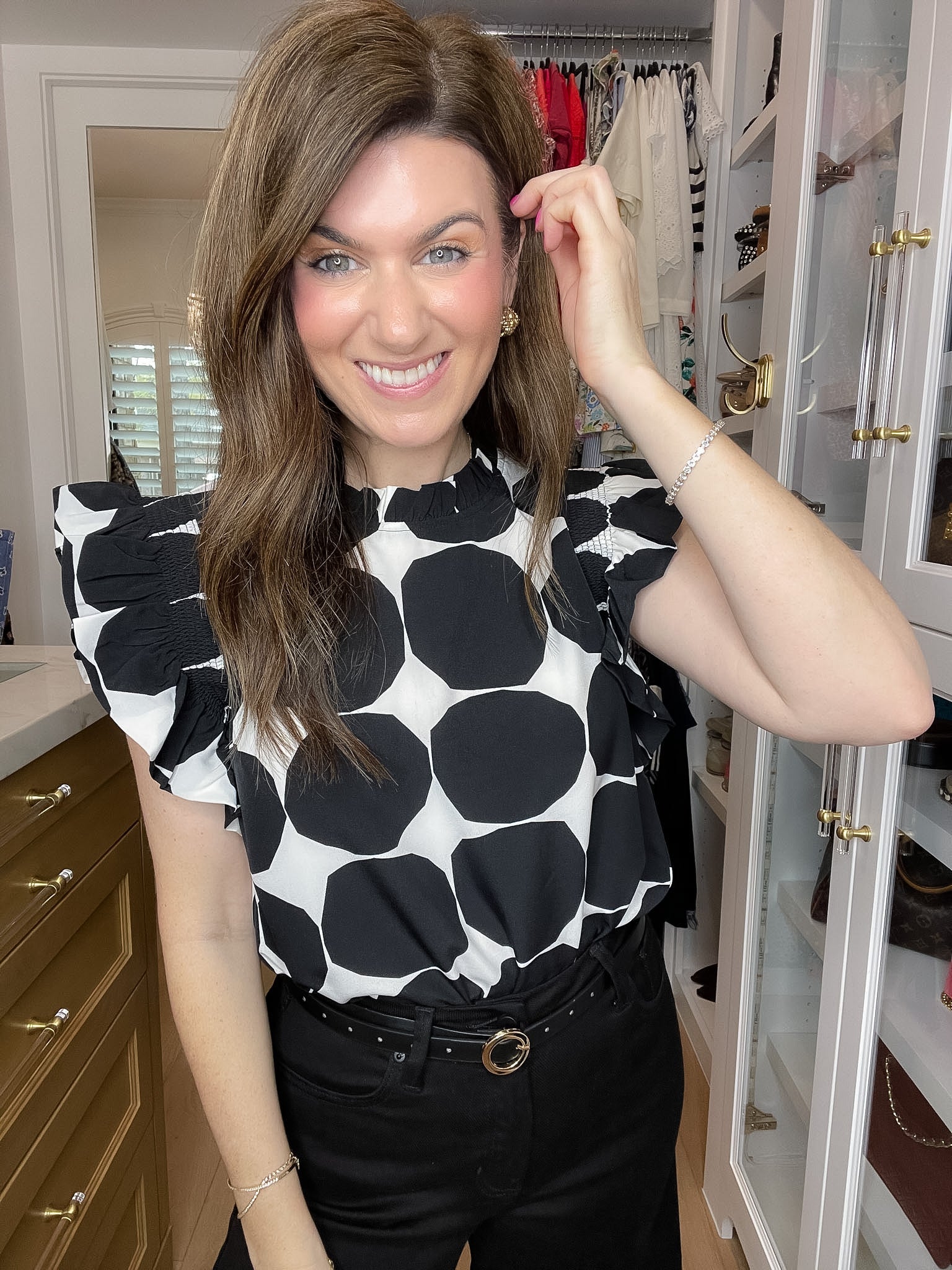 Park Avenue Polka Dot Top in Black