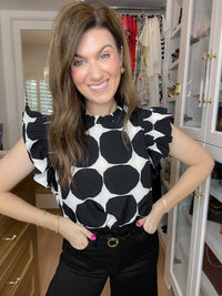 Park Avenue Polka Dot Top in Black