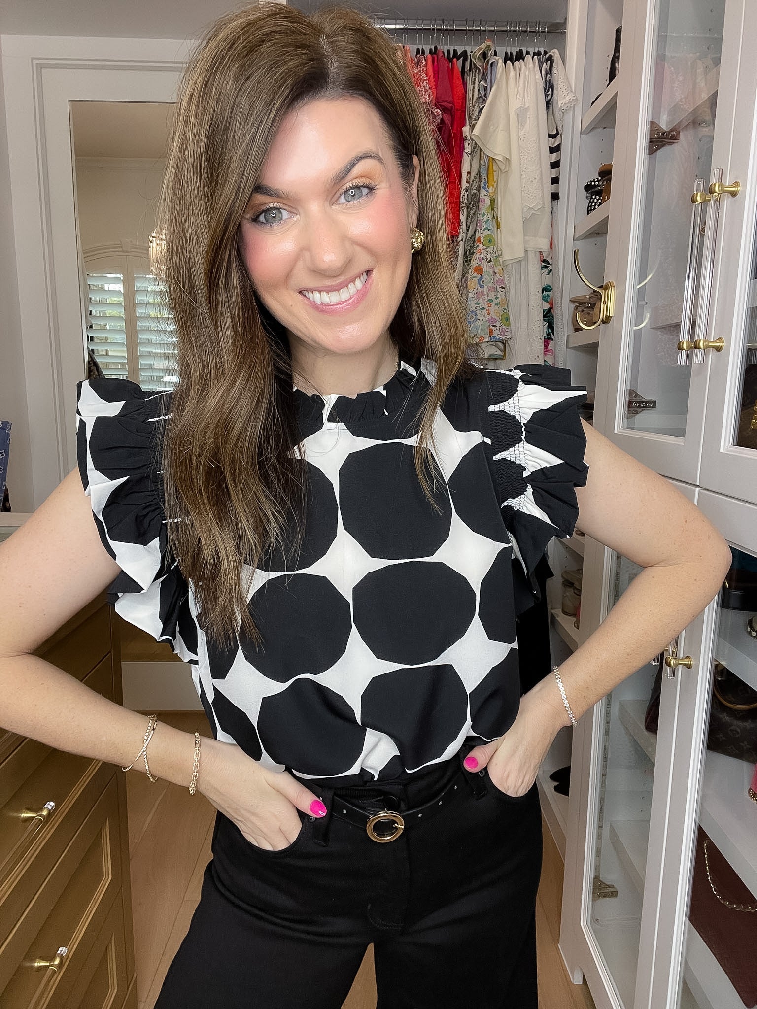 Park Avenue Polka Dot Top in Black