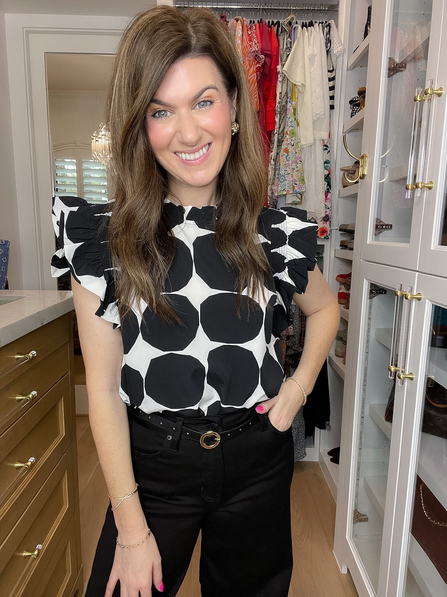 Park Avenue Polka Dot Top in Black