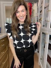 Park Avenue Polka Dot Top in Black