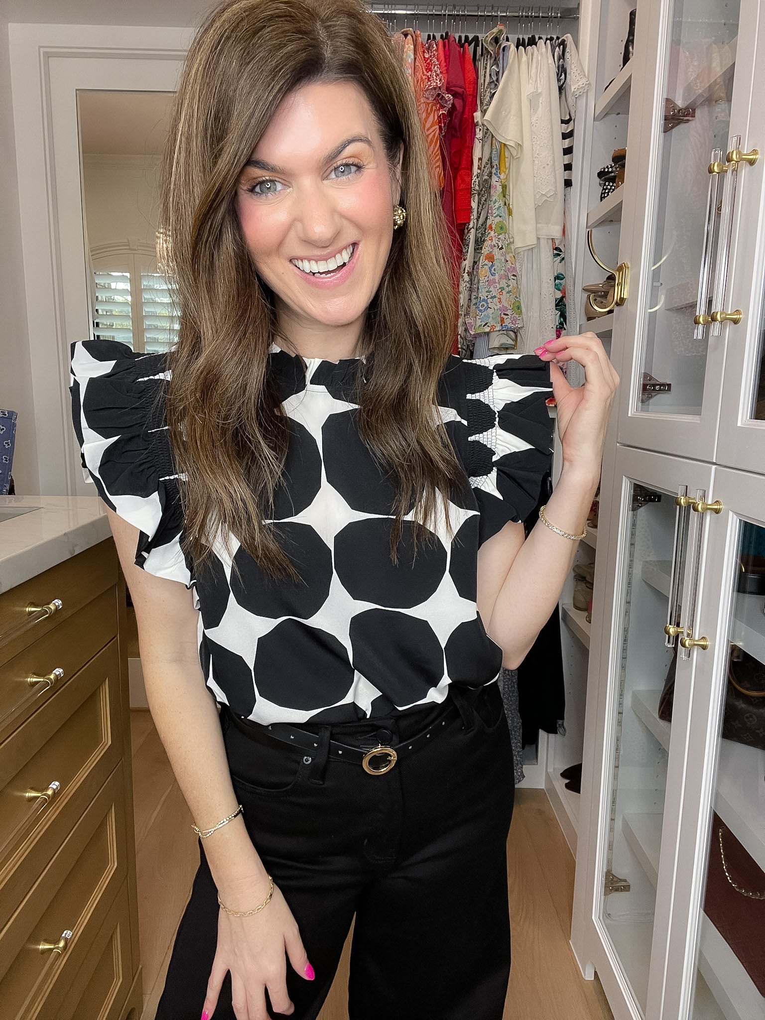 Park Avenue Polka Dot Top in Black