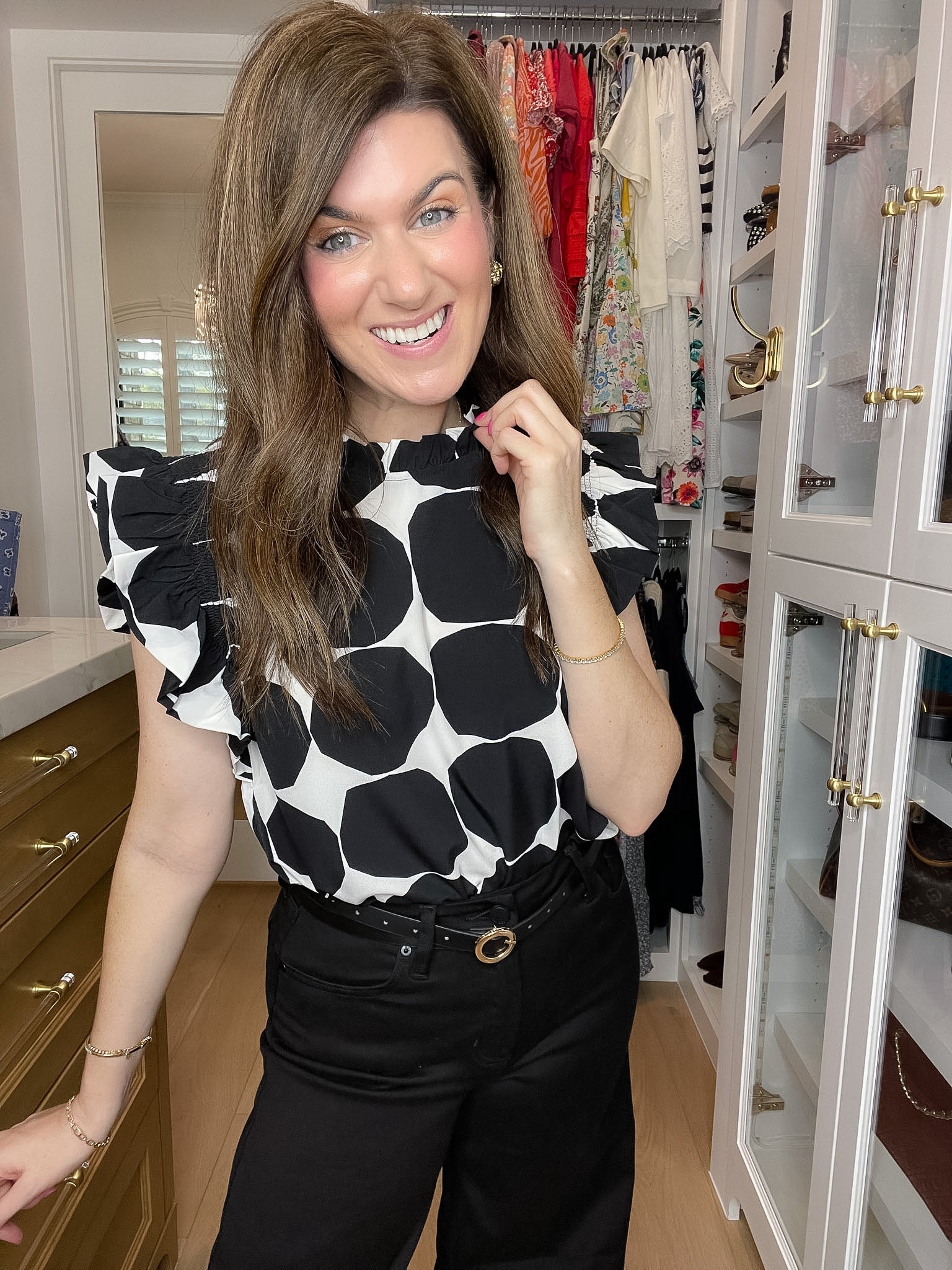 Park Avenue Polka Dot Top in Black