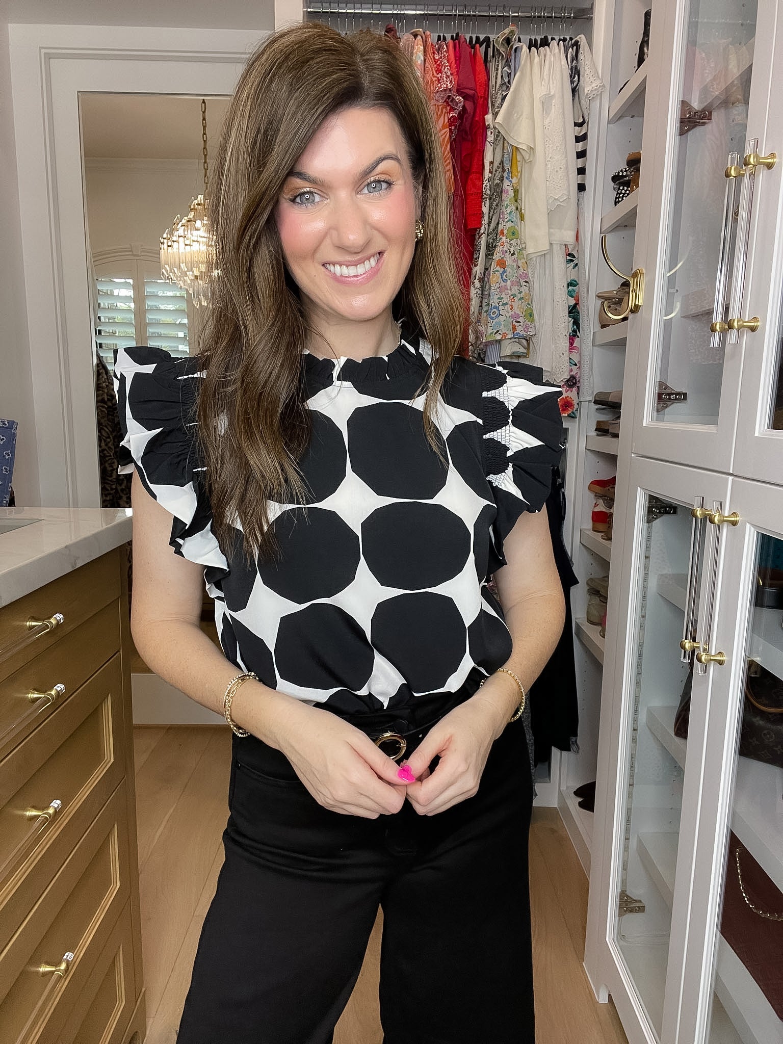 Park Avenue Polka Dot Top in Black