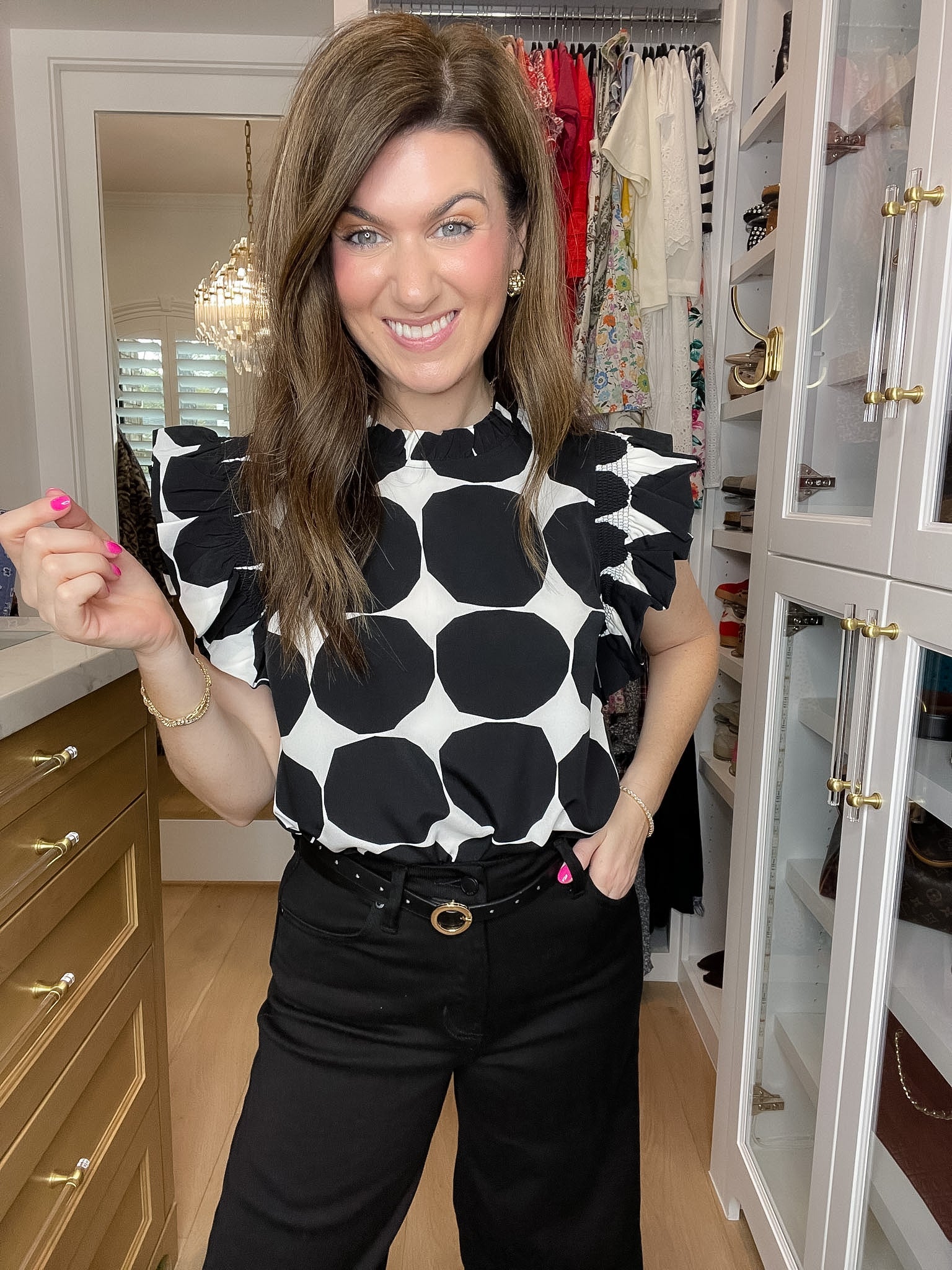 Park Avenue Polka Dot Top in Black
