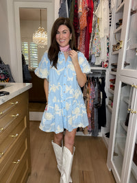Sweet Detail Button Front Dress in Light Blue