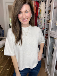 Easy Joy Short Sleeve Sweater in Cream