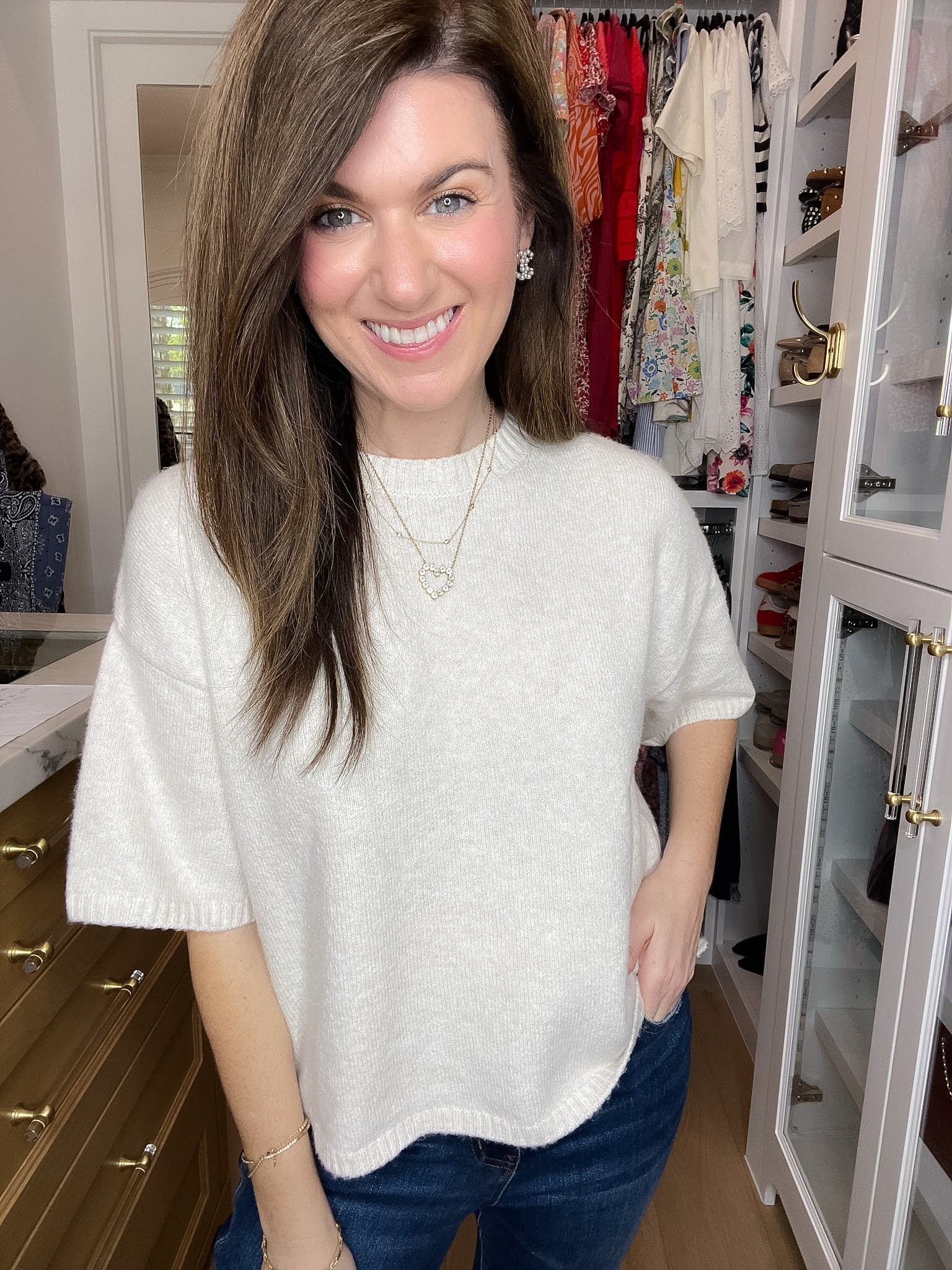 Easy Joy Short Sleeve Sweater in Cream