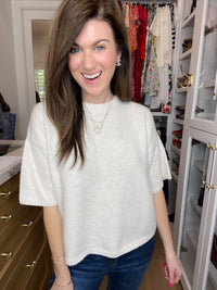 Easy Joy Short Sleeve Sweater in Cream