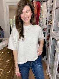 Easy Joy Short Sleeve Sweater in Cream