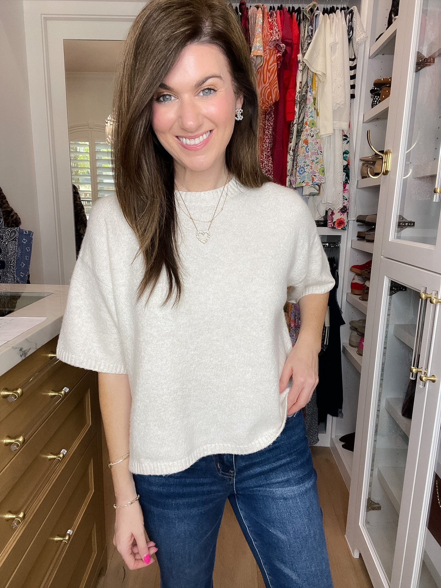 Easy Joy Short Sleeve Sweater in Cream