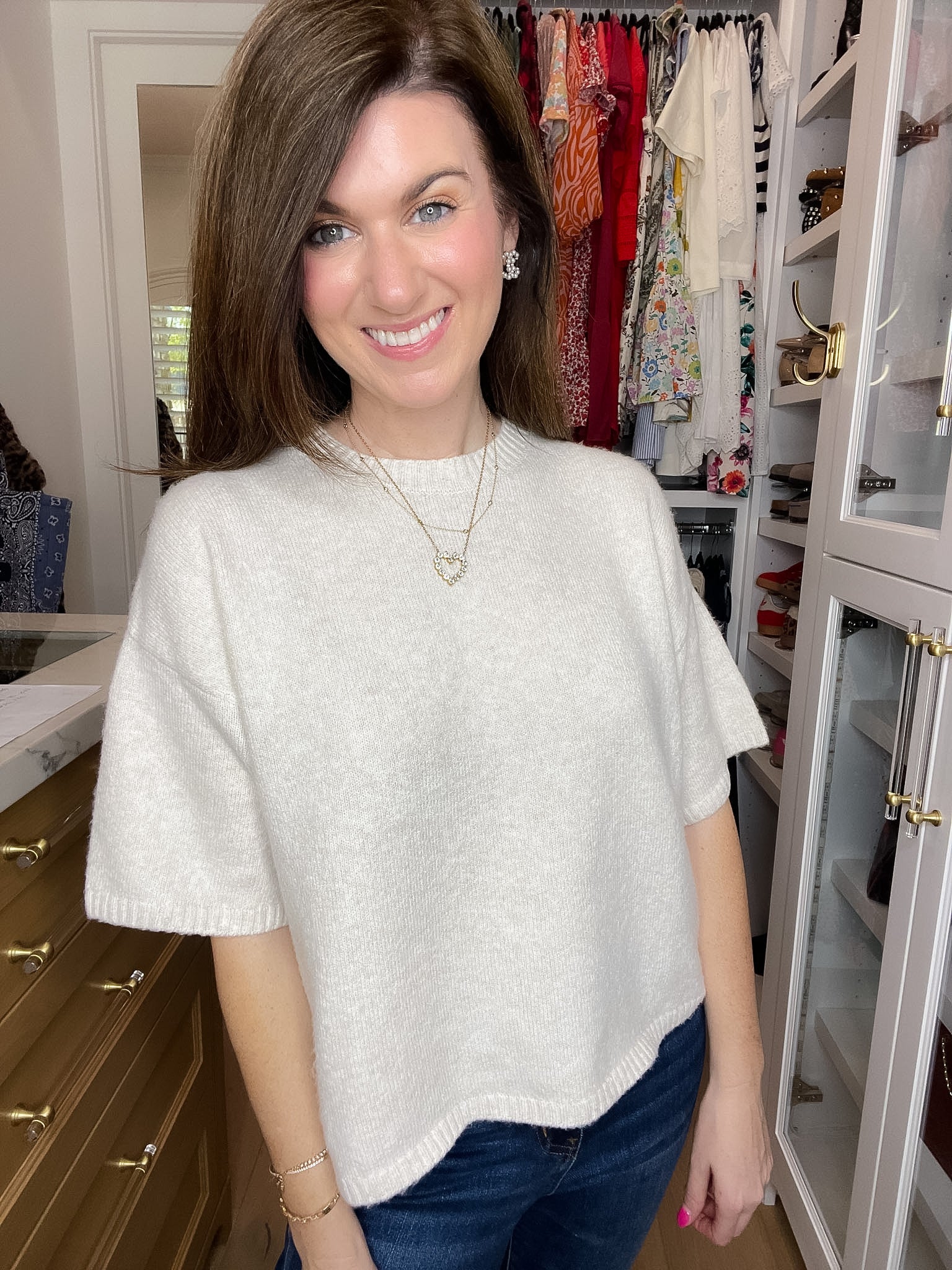 Easy Joy Short Sleeve Sweater in Cream