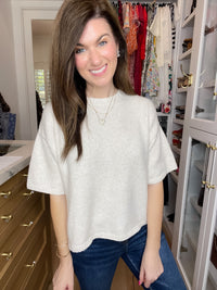 Easy Joy Short Sleeve Sweater in Cream