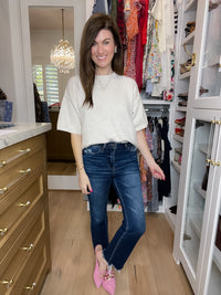 Easy Joy Short Sleeve Sweater in Cream