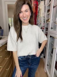 Easy Joy Short Sleeve Sweater in Cream