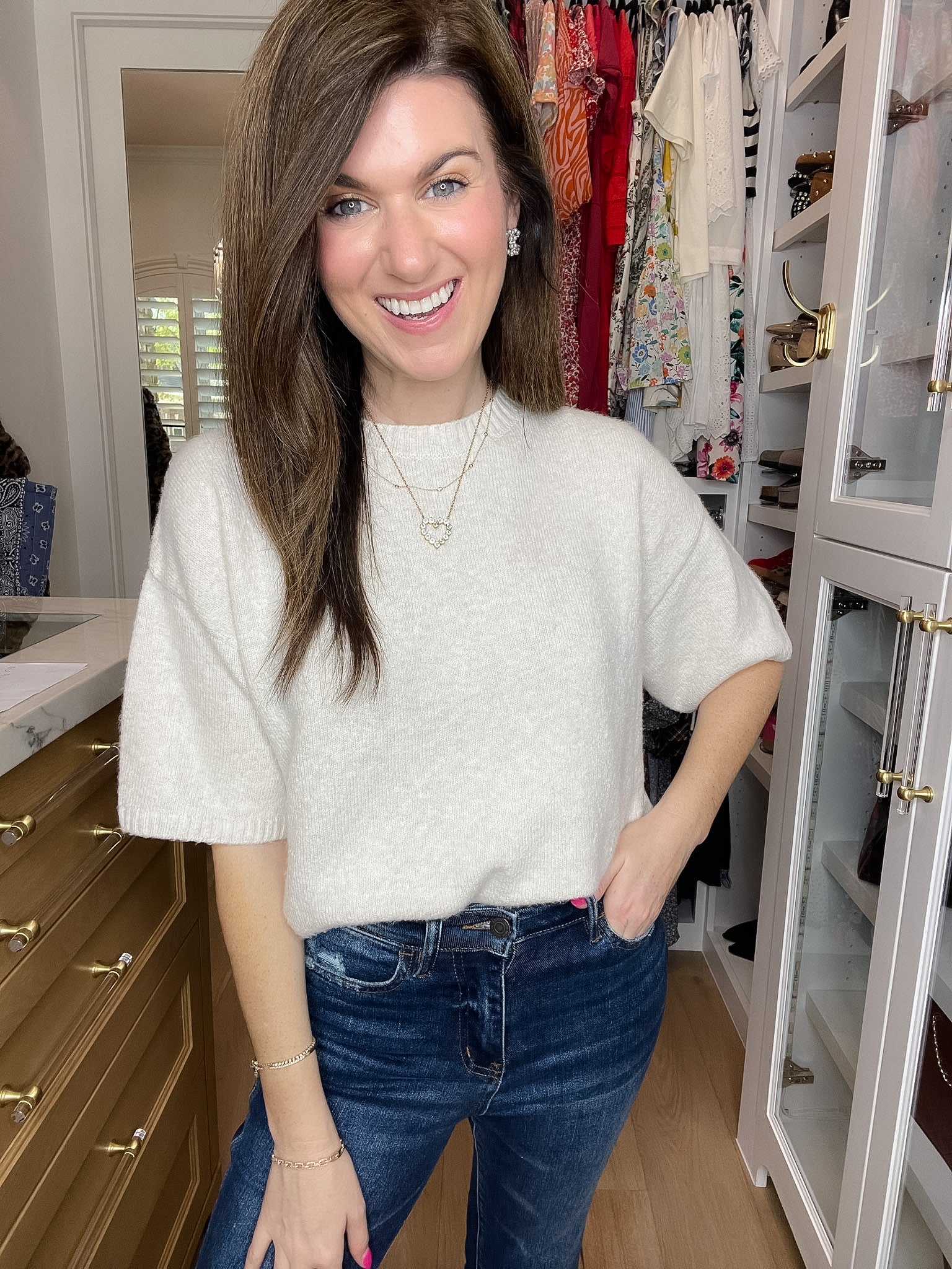 Easy Joy Short Sleeve Sweater in Cream