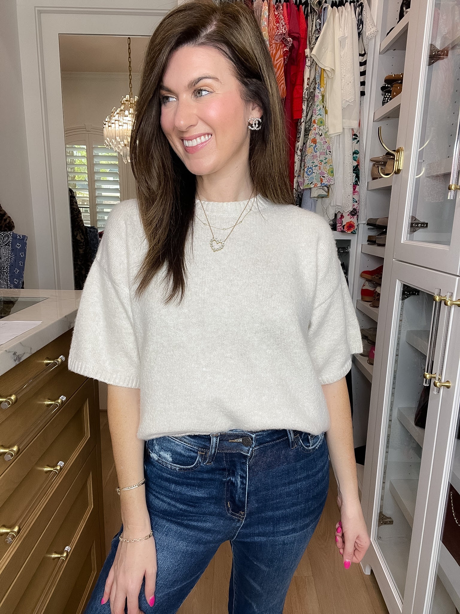Easy Joy Short Sleeve Sweater in Cream