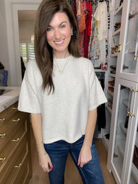 Easy Joy Short Sleeve Sweater in Cream