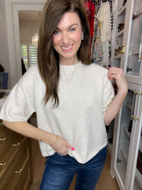 Easy Joy Short Sleeve Sweater in Cream