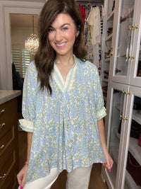 Spring Burst Floral Top in Sky