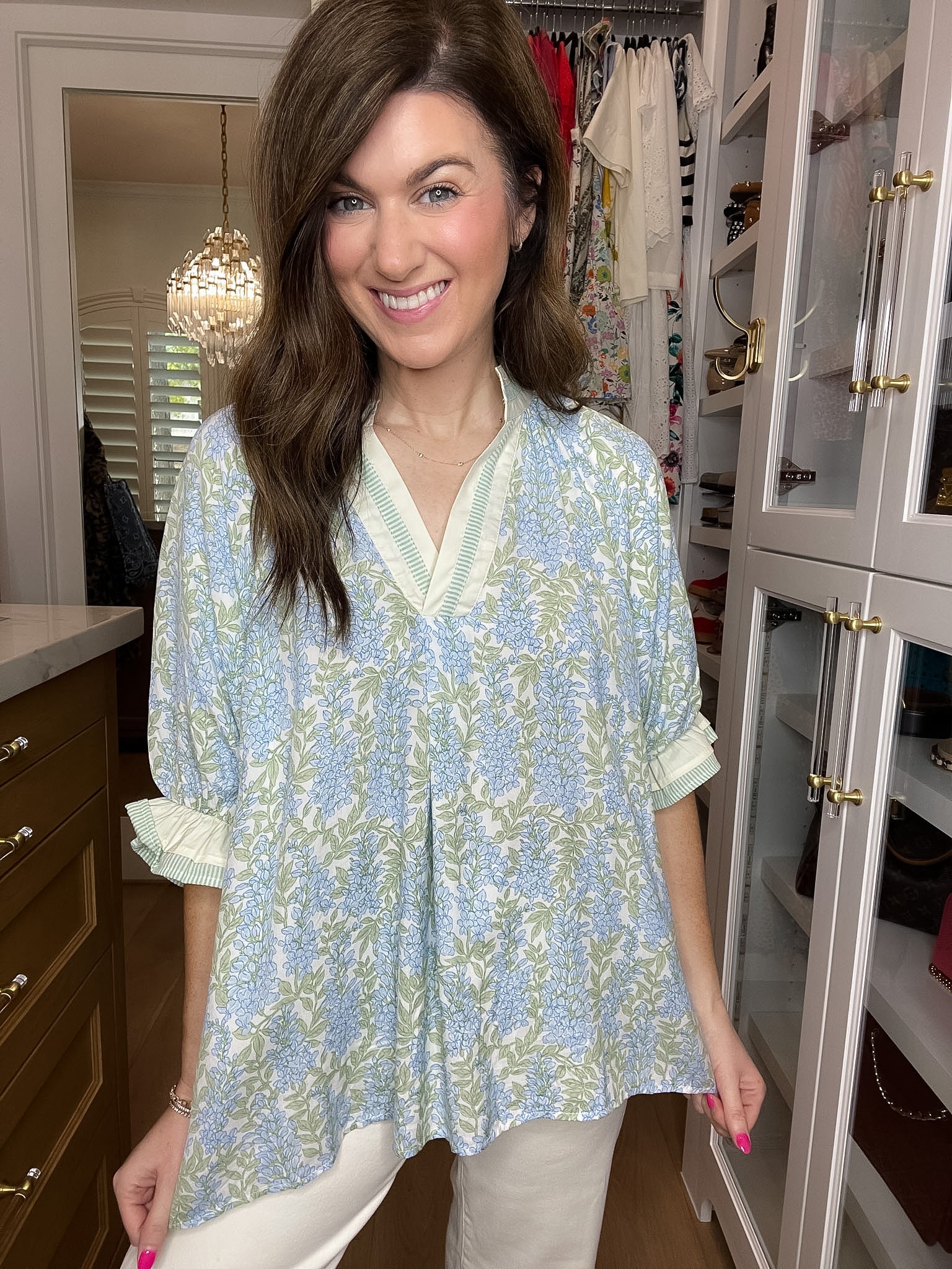 Spring Burst Floral Top in Sky