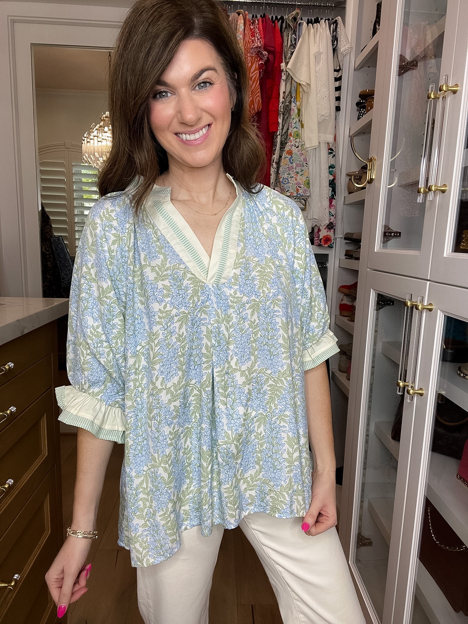 Spring Burst Floral Top in Sky