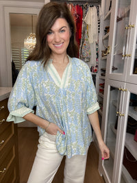 Spring Burst Floral Top in Sky