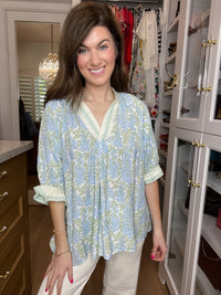 Spring Burst Floral Top in Sky