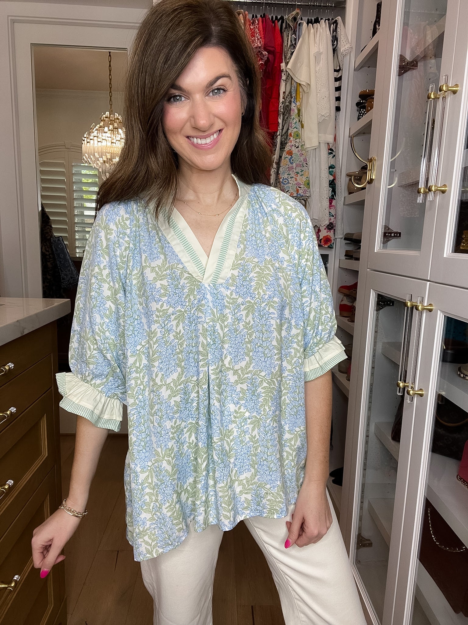 Spring Burst Floral Top in Sky