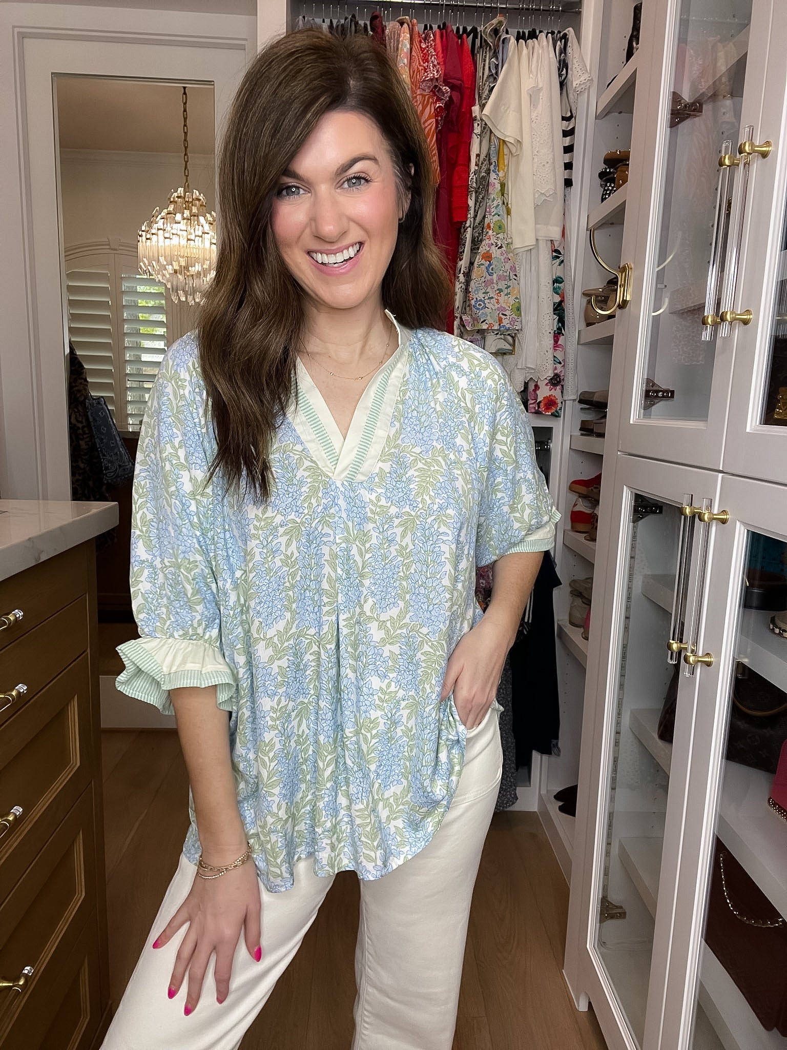 Spring Burst Floral Top in Sky