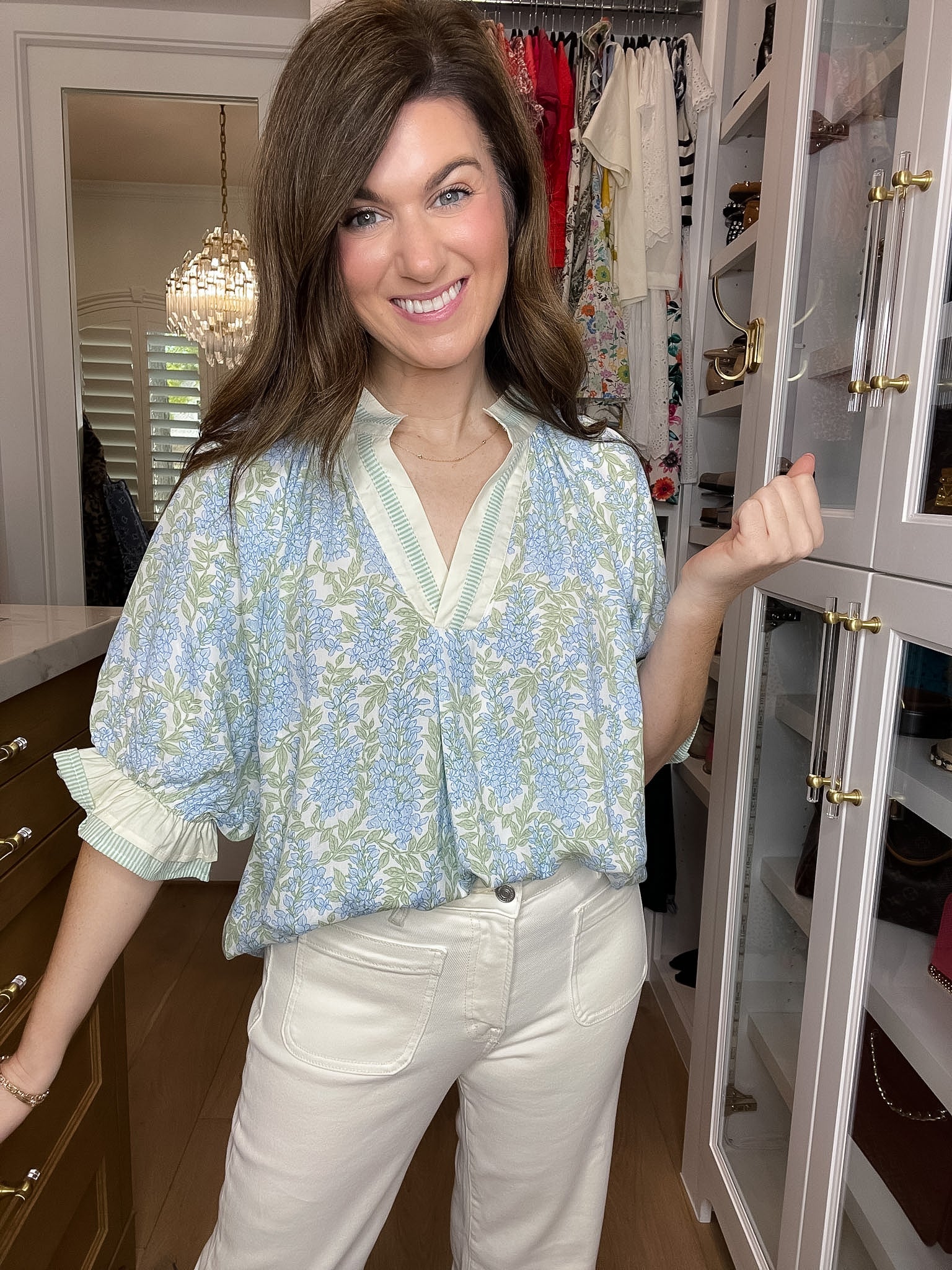 Spring Burst Floral Top in Sky