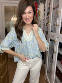 Spring Burst Floral Top in Sky