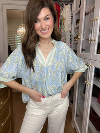 Spring Burst Floral Top in Sky