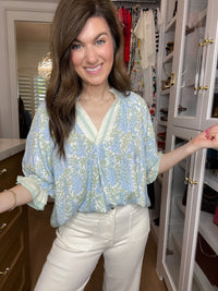 Spring Burst Floral Top in Sky