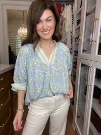 Spring Burst Floral Top in Sky