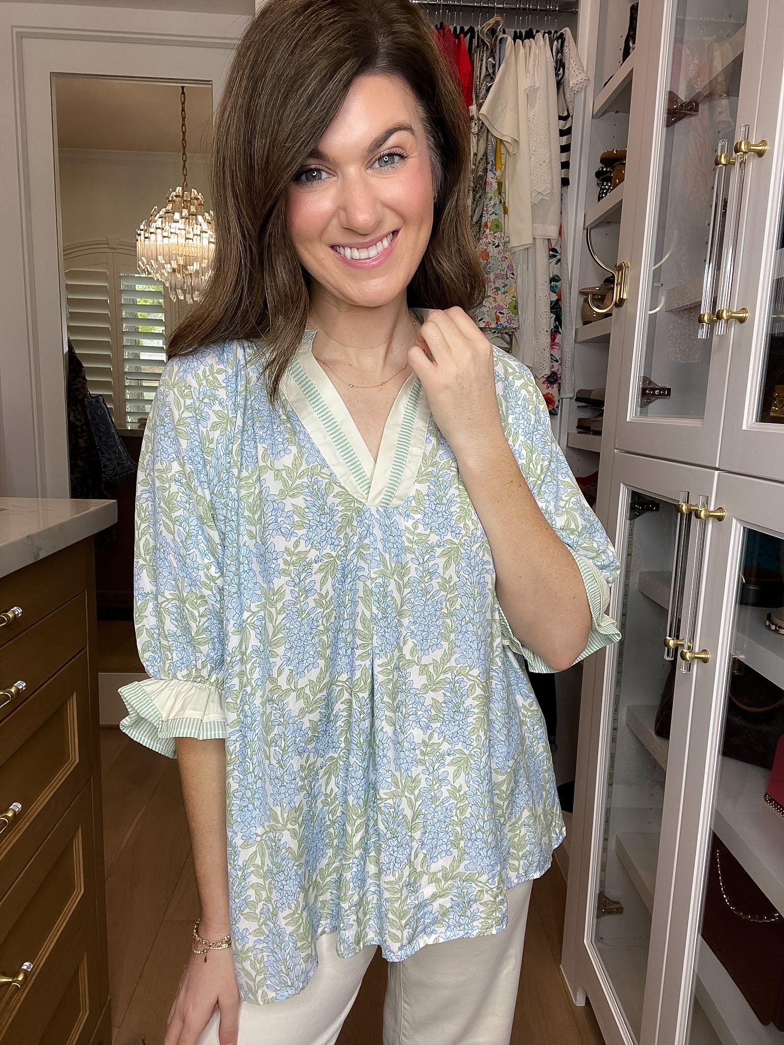 Spring Burst Floral Top in Sky