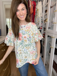 Fresh Bloom Ruffle Sleeve Top