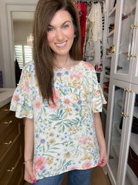 Fresh Bloom Ruffle Sleeve Top