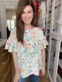 Fresh Bloom Ruffle Sleeve Top