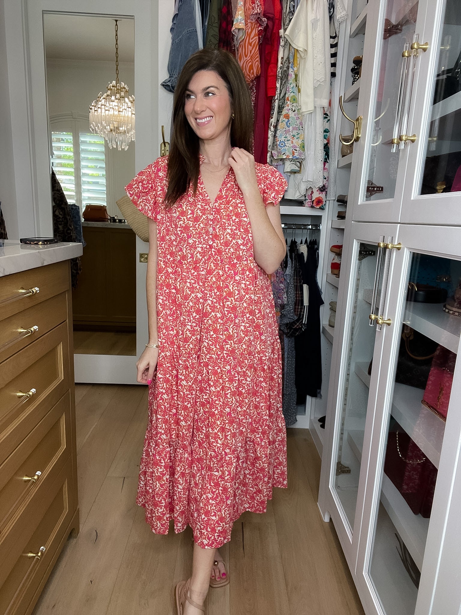 Blossom Breeze Midi Dress in Pink