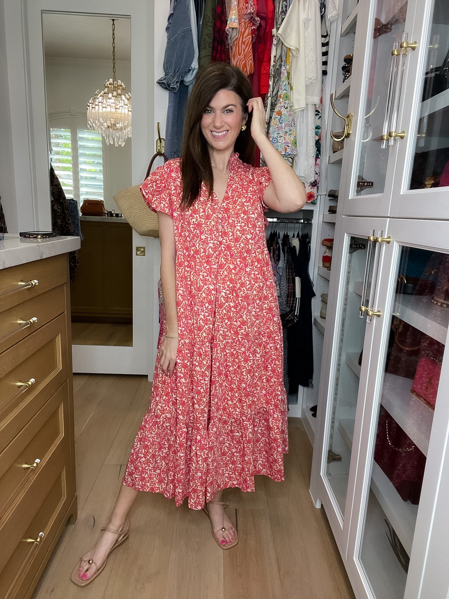 Blossom Breeze Midi Dress in Pink