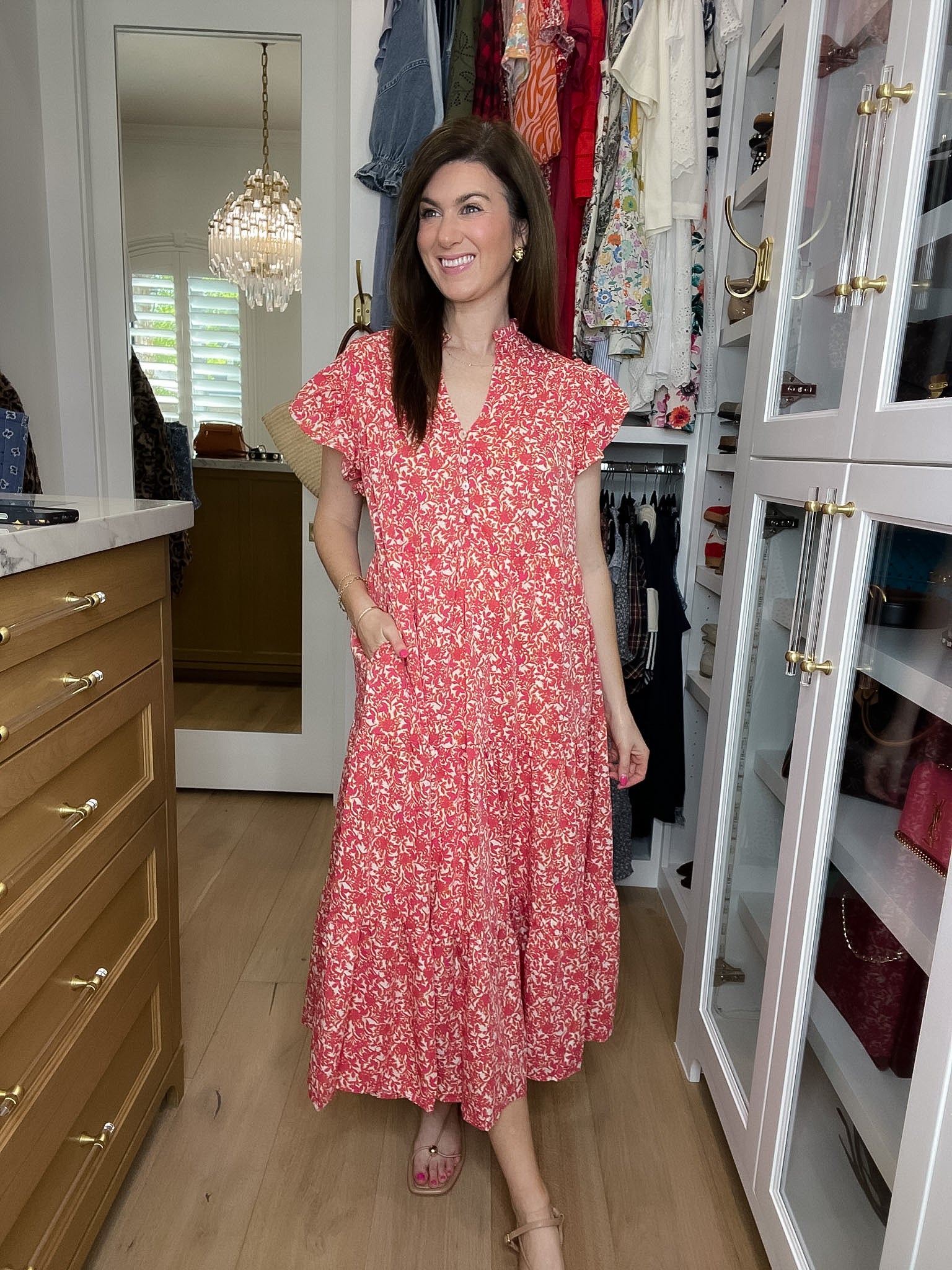 Blossom Breeze Midi Dress in Pink