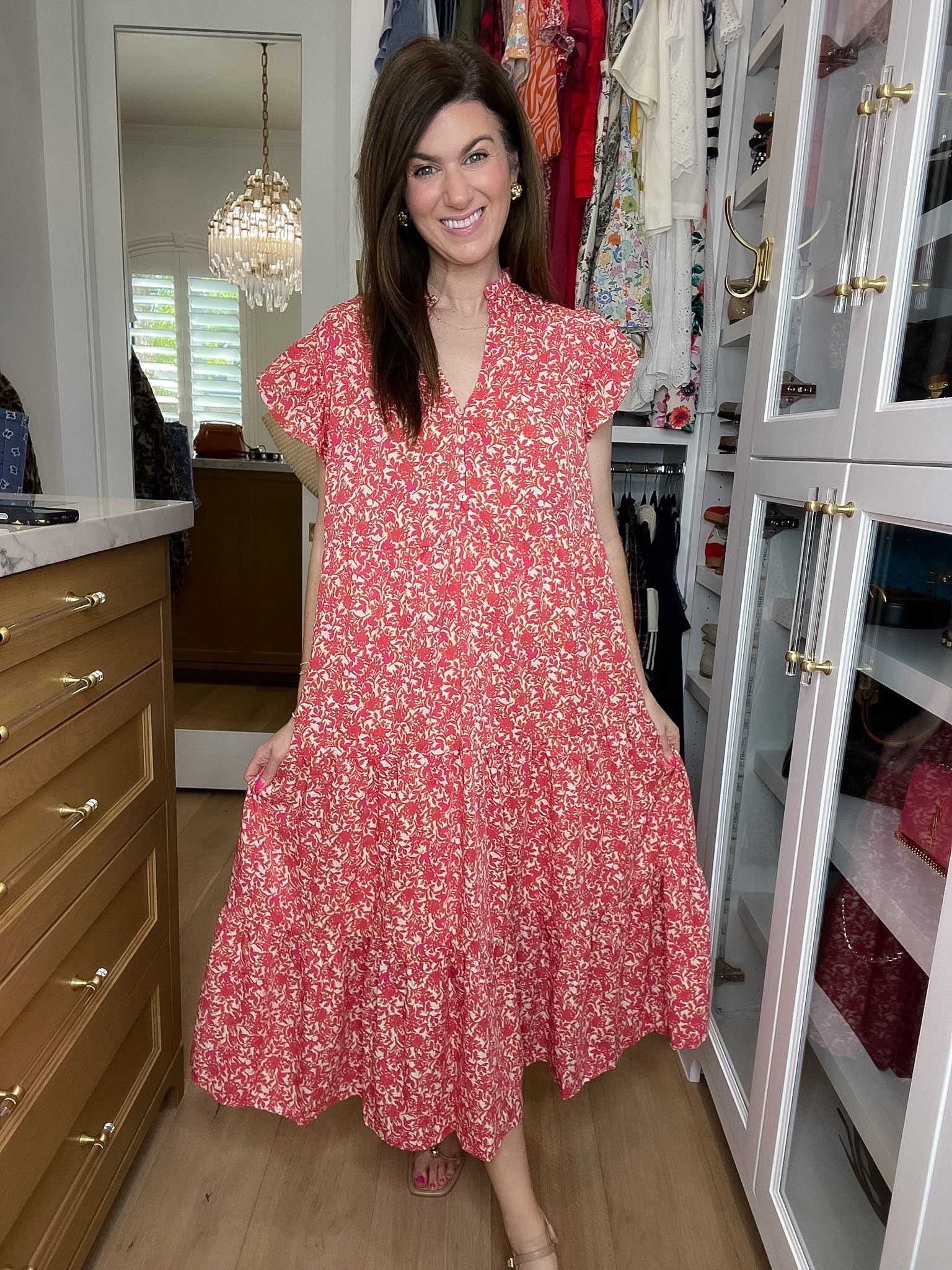 Blossom Breeze Midi Dress in Pink