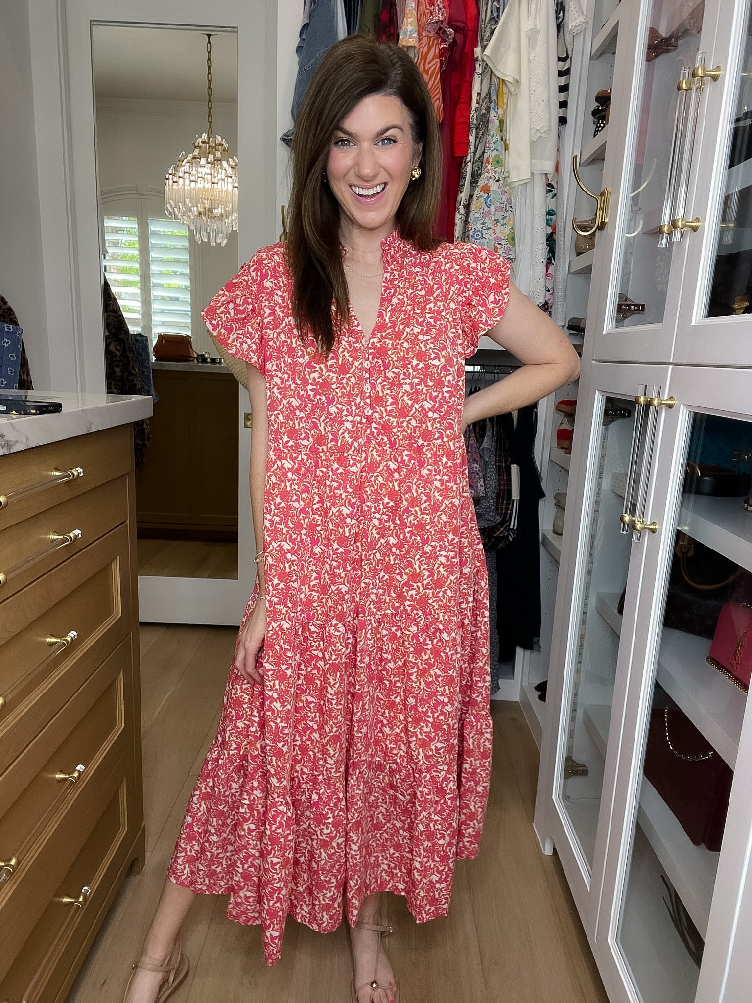 Blossom Breeze Midi Dress in Pink