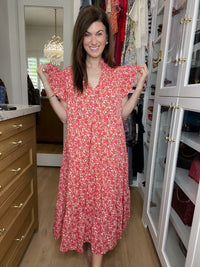 Blossom Breeze Midi Dress in Pink