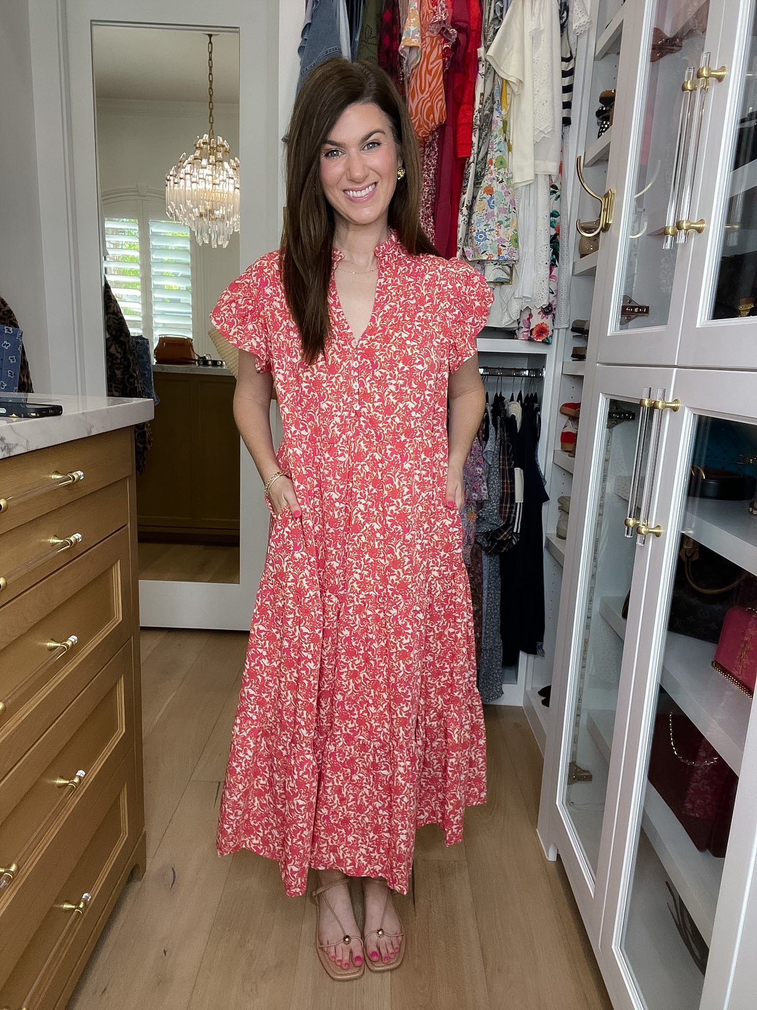 Blossom Breeze Midi Dress in Pink