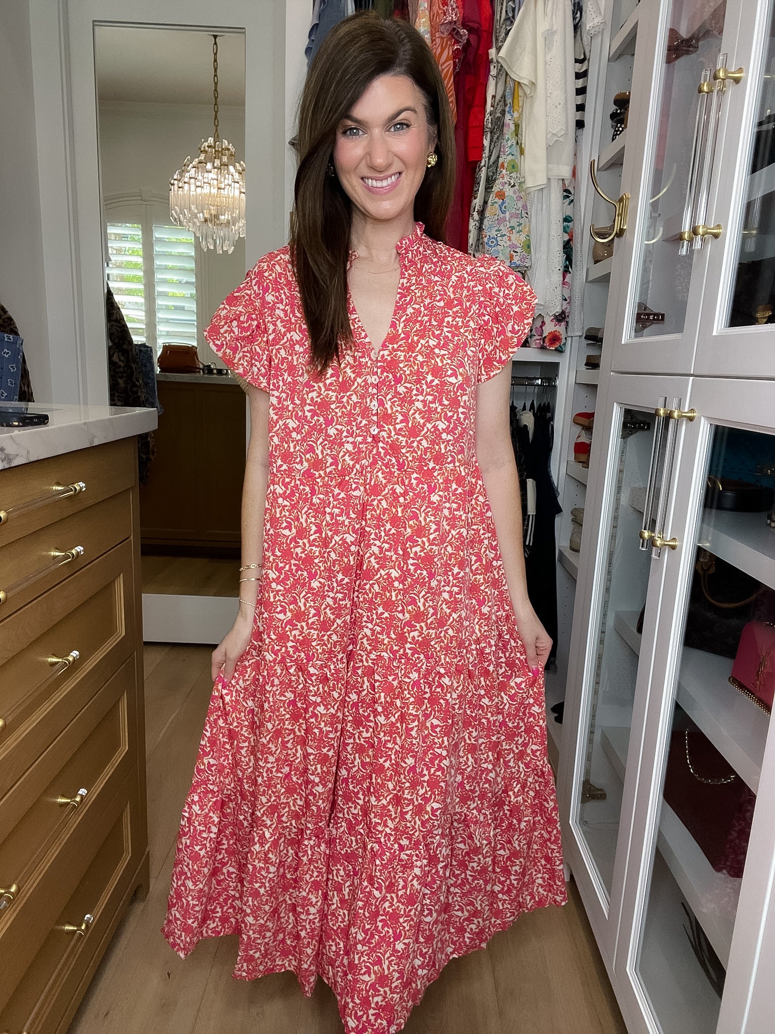 Blossom Breeze Midi Dress in Pink